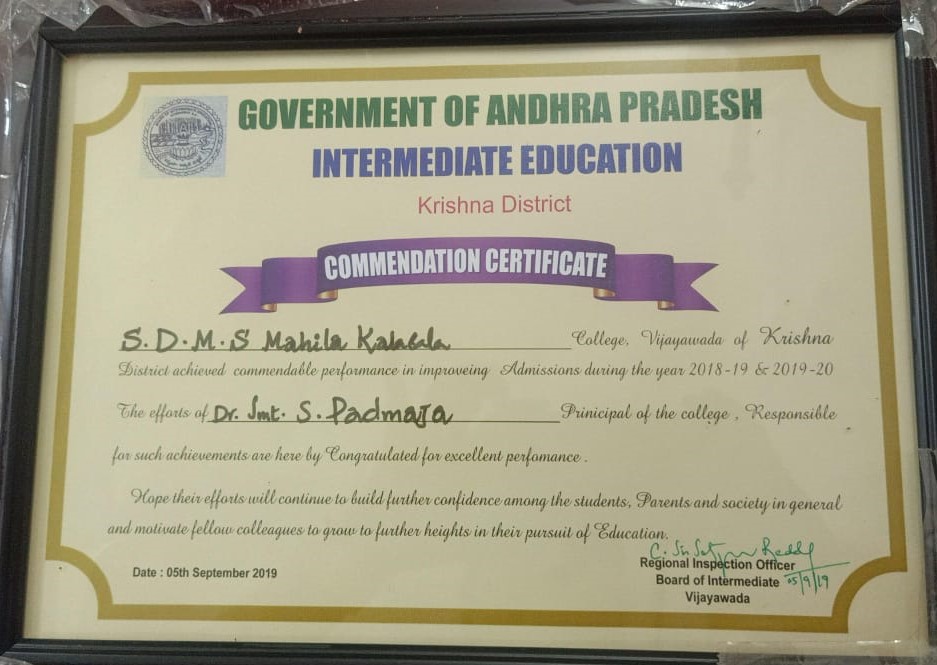 Commendation Certificate